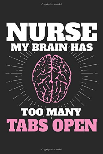 Nurse My Brain Has Too Many Tabs Open: Nursing Black Notebook (Composition Book. Journal. Calendar. Gift) Wide Ruled (6 x 9) For Nurses & Doctor