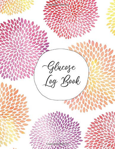 Glucose Log Book: Easy Weekly Page Layout | Track Blood Sugar For 52 + Weeks | Pink Peach Purple Watercolor Abstract Flower Design